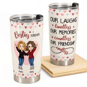 Our Laughs Are Limitless, Our Memories Are Countless, Our Friendship Is Endless - Personalized Tumbler Cup - Birthday, Loving Gift For Besties, Bff, Soul Sisters, Best Friends